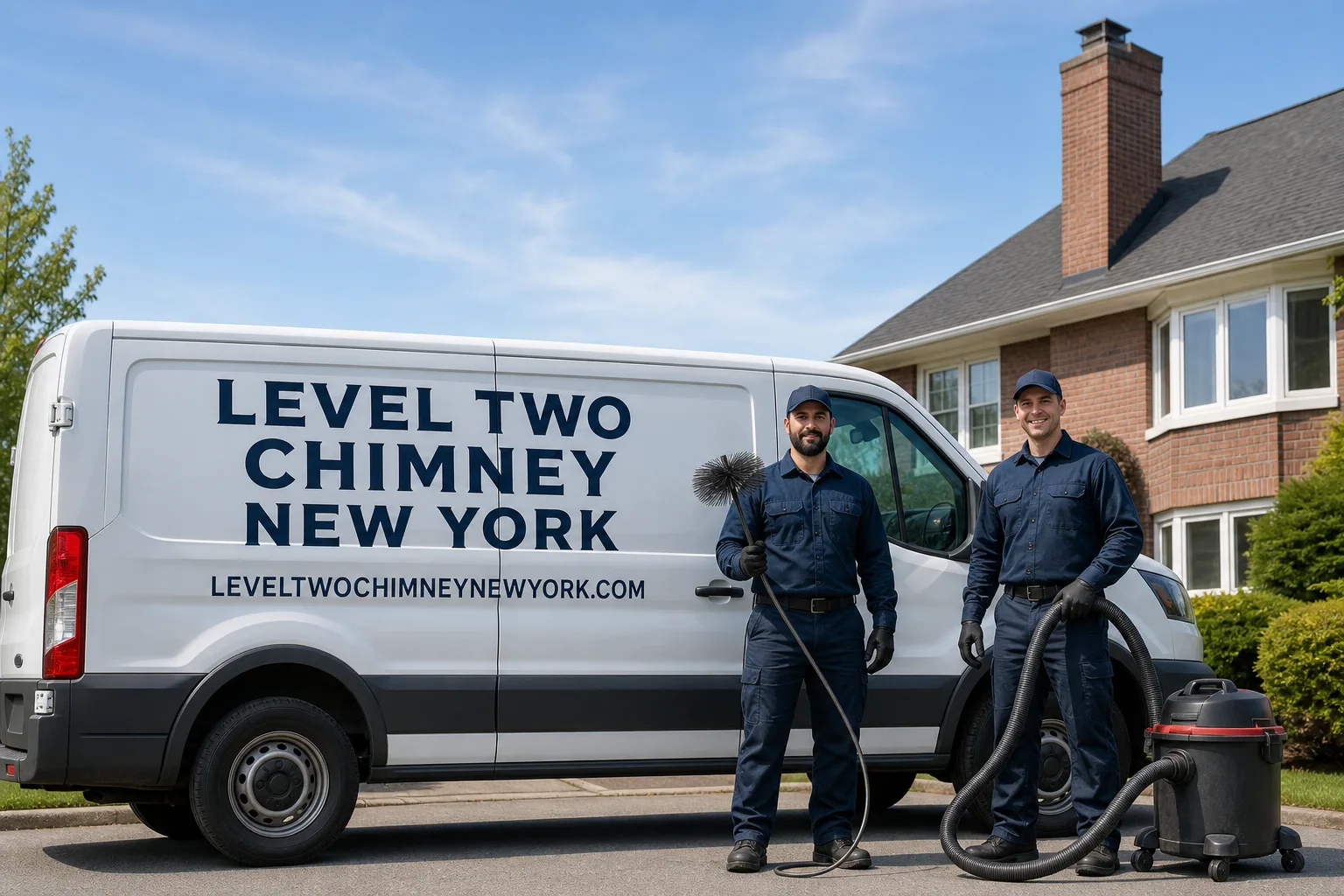 Level Two Chimney New York chimney cleaning service vehicle and crew in New York, NY